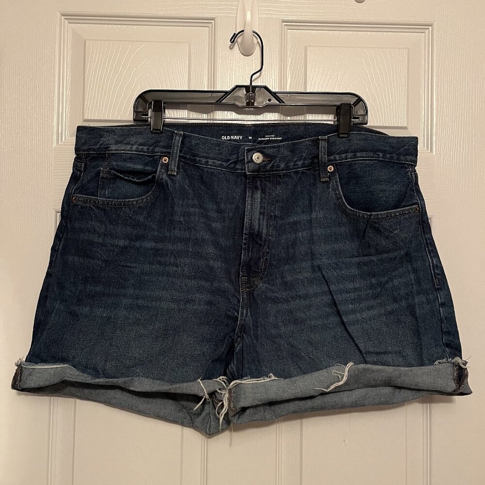 OLD NAVY Womens Size 18 Slouchy Straight Destroyed Denim Blue Jean Cutoff Shorts